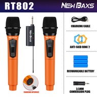 NewBaxs UX01/UX02/UX04 ไมโครโฟนไร้สาย 2 ไมโครโฟนแบบใช้มือถือ 50M ระยะทางรับ UHF FM Cyclic สามารถชาร์