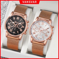 2PCS Exquisite Watch Two Eyes Roman Number Dial Women Watch For Friendship