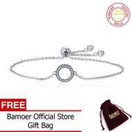BAMOER Free Shpping Trendy 925 Sterling Silver Glittering Round Circle Chain Link Strand Bracelets f