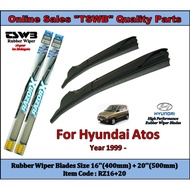 Hyundai Atos (Year 1999 - ) New Design Honda Rubber Wiper Blades (RZ16+20)