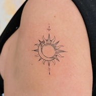 1pc Y2K Style Sun And Moon Totem Temporary Tattoo Sticker, Waterproof And Sweat Resistant, Washable,
