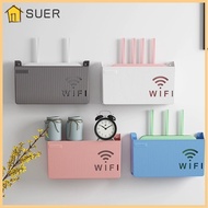 SUER Router Rack, Wall Hanging Plastic Wireless Wifi Router Shelf, Practical Multipurpose Space Saving Cable Power Bracket Living Room