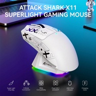เมาส์เกมไร้สายน้ำหนักเบา ATTACK SHARK X11 ด้วยฐานชาร์จ RGB, ระบบใช้งาน 3 โหมด - 2.4G/สายยู เอส บี-ซี