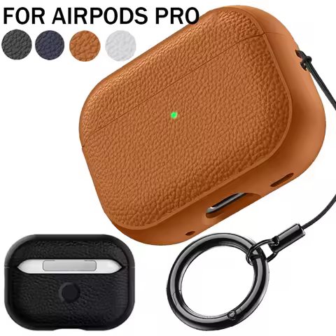 Soft TPU Leather Case For Airpods 4 3 2 1 Earphone Protective Case With Anti-lost Lanyard For Apple 