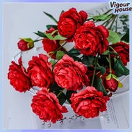 Artificial peony Rose 3 Heads Mixed Blooms & Buds Spays , Artificial Silk Flowers & Fake Greenery, I