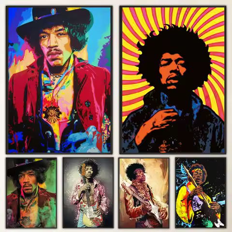 1pc Jimi Hendrix Poster Self-adhesive Art Waterproof Paper Sticker Coffee House Bar Room Wall Decor