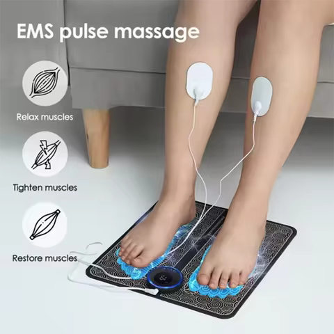 Remote Controller Rechargeable EMS Foot Massager Pad, Portable Electric EMS Muscle Stimulation Stick