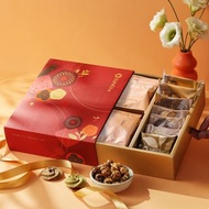 新年禮盒 | 緞藏金匣 焙茶爆米花&鐵觀音蛋捲&台灣茶包 13/12入