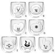 Home Water Cup 300ML BT21 Double Glass Cup BTS BTS Heat Insulation Water Cup Tea Cup Glass Cup Tea C