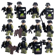 12 Pcs Legoing City CTRU Special Policeman SWAT Team Building Blocks Doll With Accessories
