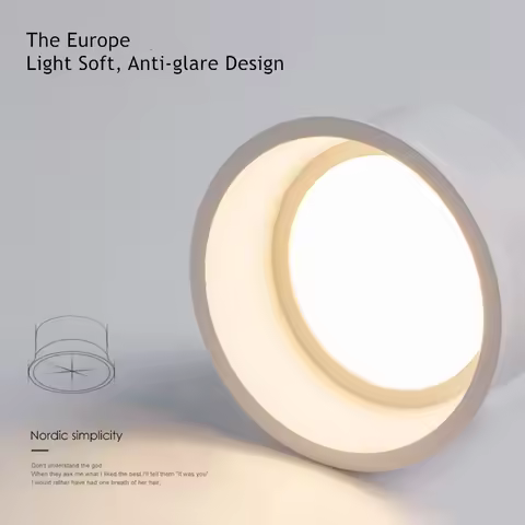 LED Downlight 15W 12W 7W 85-220V 60 Degrees Angle Anti-Glare Indoor Living Room Nordic Ceiling Reces