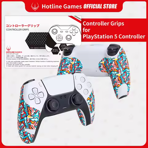 HOTLINE GAMES Colorful Controller Grip Tape for Playstation 5 DualSense Controller, Non-slip, Moistu