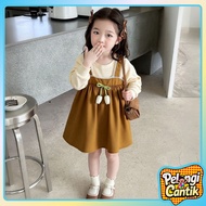 Uisa 6 Months - 4 Years Girls' Dress Flower Strap Decoration 3D Long Sleeve Baby Dress Fashion Girls