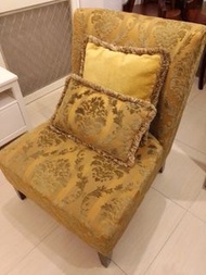 單人沙發，金色沙發，單人布沙發，古董布沙發，皇式風格布沙發，主人椅