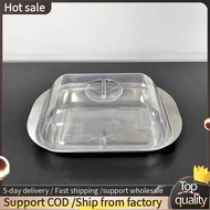 Butter Container - White Butter Fridge Storage Container Butter Storage Box,Metal Butter Box with Li