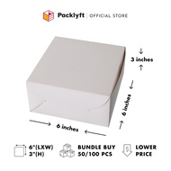 Packlyft 50/100pcs Cake Box Non-Window 6"x6"x3"