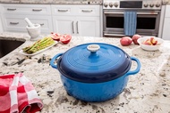 Lodge 7.5 Quart Large Enameled Cast Iron Dutch Oven Kitchen Cooking Pot Caribbean Blue or Red or Oyster White