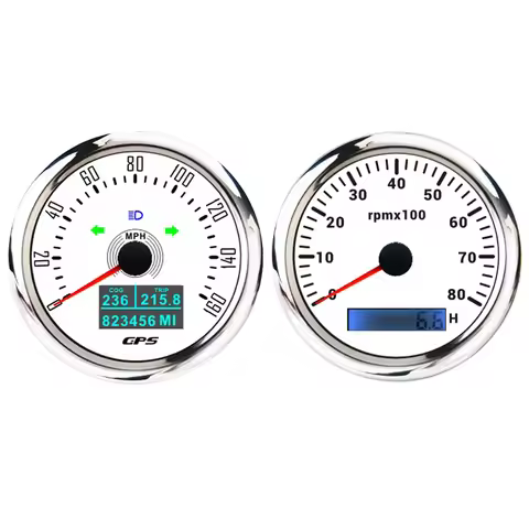 ELING 2 Gauge Set 85mm GPS Speedometer 0-160MPH 0-200km/h + 0-8000RPM Tachometer with 7 Colors Backl