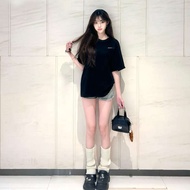 baju dalam wanita baju budak perempuan baju tidur perempuan Black Short-Sleeved t-Shirt Women 2025 N