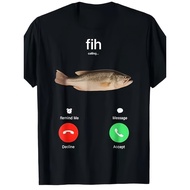 Fish Call Reminder I Decline Calls Fish T-Shirt Funny Fish Person Graphic Apparel Short Sleeve Shirt