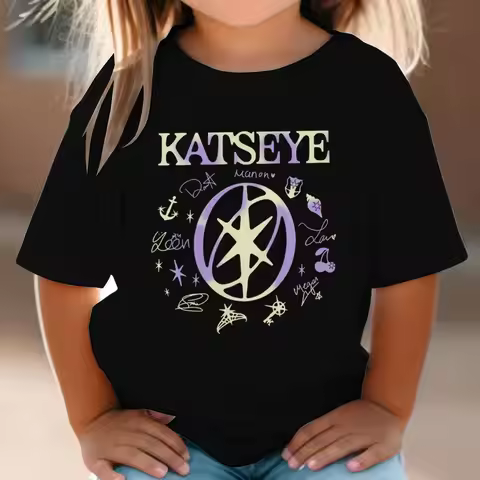 KATSEYE Printed T-Shirt Kids Katseye Design Boys Girls Cotton Top Casual Short Sleeve Crew Neck Comf