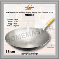 KAYU Homemaster Wok/ Wok/Steel Steel Wok/Carbon Steel With/With Handle/Wooden Handle/Wood 38cm MBG38