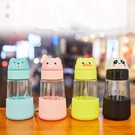 Baby Kids Glass Straw Cup Drink Water Cup Bottle with Strap 320ml Cute Water Juice Training Bottle for Kids Cup Children Gift