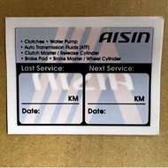 PREMIUIM QUALITY MILEAGE STICKER FOR ENGINE OIL/AUTO TRANSMISSION FLUIDS SERVICE WINDSCREEN  - AISIN MILEAGE STICKER