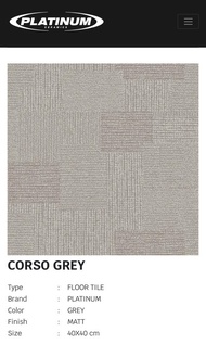Platinum Ceramics - CORSO GREY - 40x40cm - Matt