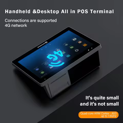 Android 11 POS Terminal 10.1 Inch HD Touch Screen 58mm Thermal Printer 4G/WiFi Bluetooth 2GB+32GB Lo
