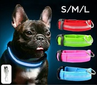 **包郵** 細碼 紅色 USB發光寵物項圈 夜光充電頸圈 發光寵物帶 寵物用品 LED閃光寵物脖圈 可調節寵物項圈