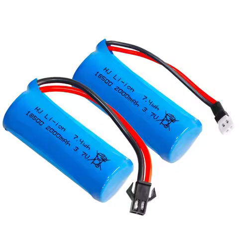 18500 3.7V 2000mah Li-ion Battery For RC Toys Car Boats Plane Parts SM-2P JST For RC Stunt Dump Car 