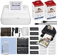 Canon SELPHY CP1300 Compact Photo Printer with WiFi + 2 KP-108 Color Ink and Paper Set Accessory Bundle (White)