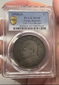 1920袁大頭九年精髮 LM-77A Fine Hair XF45 PCGS 🌈迷幻重口五彩包漿