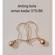 375 gold ball earrings, 8K/