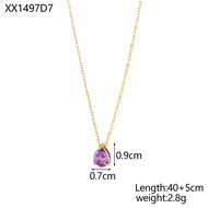 CARLIDANA | สร้อยคอหินเกิดทรงหยดน้ำติดด้วยกริว ชุบ IPG 18K