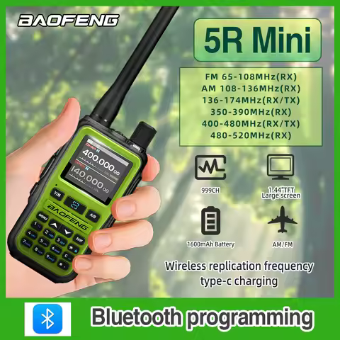1PC Baofeng UV-5R Mini Walkie Talkie Dual PTT Wireless Bluetooth Programming AM/FM Camping Portable 