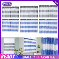 [Iniyexa] Grey_ 74x60cm Striped Rod Pocket Half Curtain Semi Privacy Valance