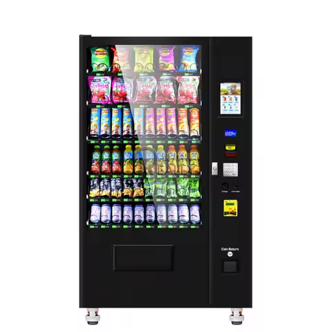 24hours Convenience Store Touch Screen Snack Beverage Water Bottle Drink Vending Machine With Refrig