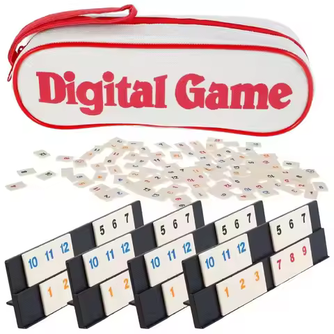 Rummy Cube Game with 4 Racks 104 Rummy Cube Game Set with Portable Case Rummy Tiles Travel Set for F