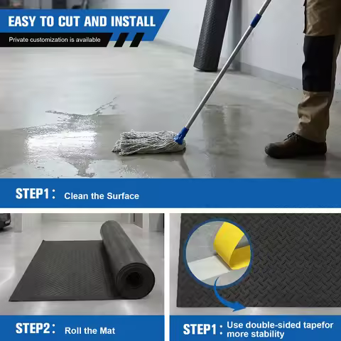 7.9x21/32.8 FT Flooring Roll 2.5mm Garage Car Parking Mat Diamond Plate PVC for Truck Trailer SUVs V