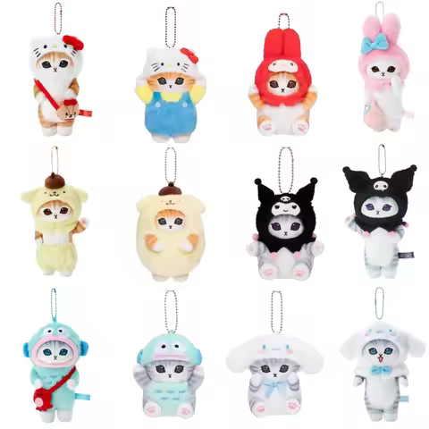 Sweet Mofusand Plush Keychain My Melody Cosplay Fuzzy Bag Charm Pompompurin Kitten Stuffed Decoratio