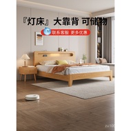 Oak1.5Single Bed Storage Solid Wood Bed Frame Storage Modern Simple Style8Double Bed Bedroom1Master 