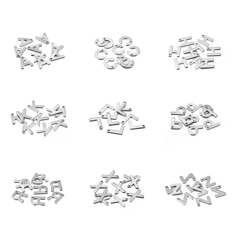 26-50pcs 11.5x9.5 mm A to Z 26 Letter Stainless Steel Charms Pendants for Women Necklace Earring DIY
