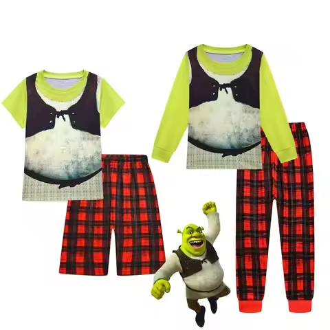 2025 New Halloween Fiona Shreks Cosplay Costume for Kids Girls Princess Fiona Tshirts+pants Sets Mon