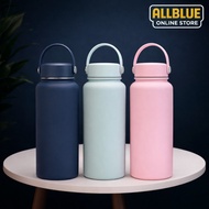 1000ml Macaron Matte Colour Thermos Bottle Large Tumbler With Handle Stainless Steel Thermal Cup Por
