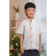 Sky Blue Koi Boys Mandarin Collar Shirt