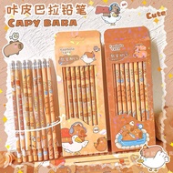 8pcs capybara hb wooden lead pencil with eraser writing drawing pencils
