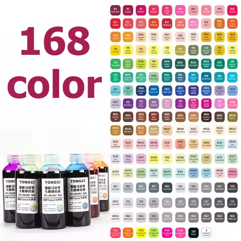 168 Colors 100ml Universal Marker Refill Ink Alcohol Oil Based Permanent Art Marker Ink Refilling Li