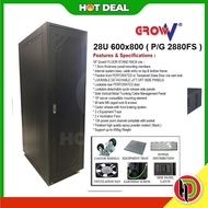 19" GrowV 28U Floor Stand 600mmx800mm Server Rack - with 2 Fan 2 tray - 28U  Server Rack Rak Server